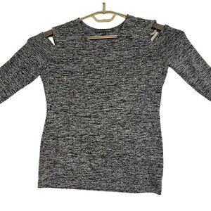 French Connection Womens Gray Cold Shoulder Sweater Size L Stretch